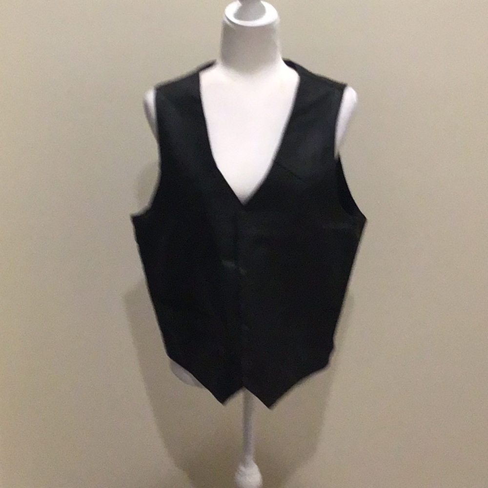 Men’s Silver Bike black leather motorcycle biker vest size XL excellent cond.